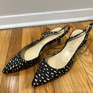 Sole Society Fir Spotted  Sling Back Kitten Heel